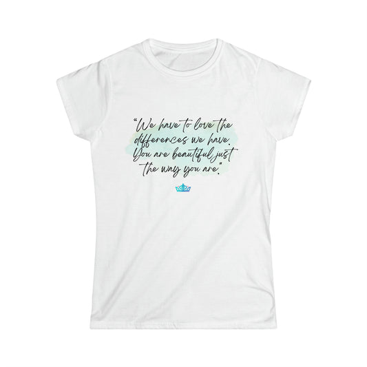 You Are Beautiful Script Text White Women's Softstyle Tee